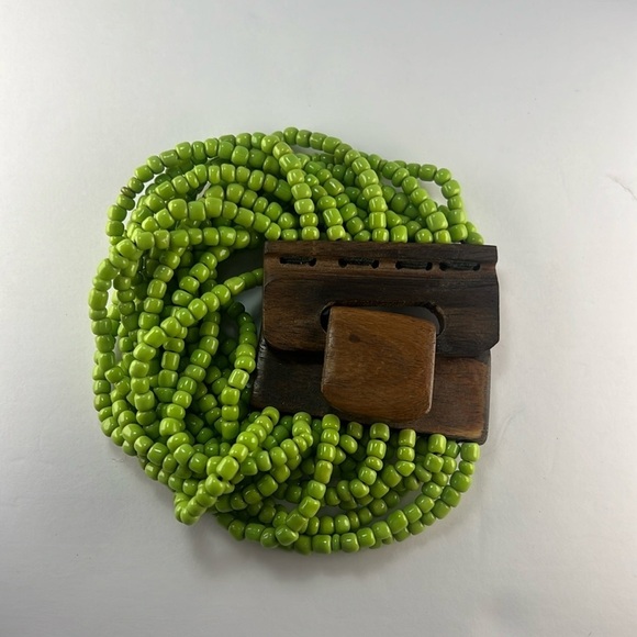 Bracelet/Wood Buckle - Green beards multi strands - Picture 1 of 5